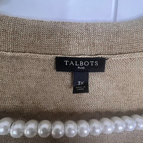 Talbots Woman Mustard Gold Open Front 100% Linen Cardigan Sweater SZ 3X - Picture 7 of 9